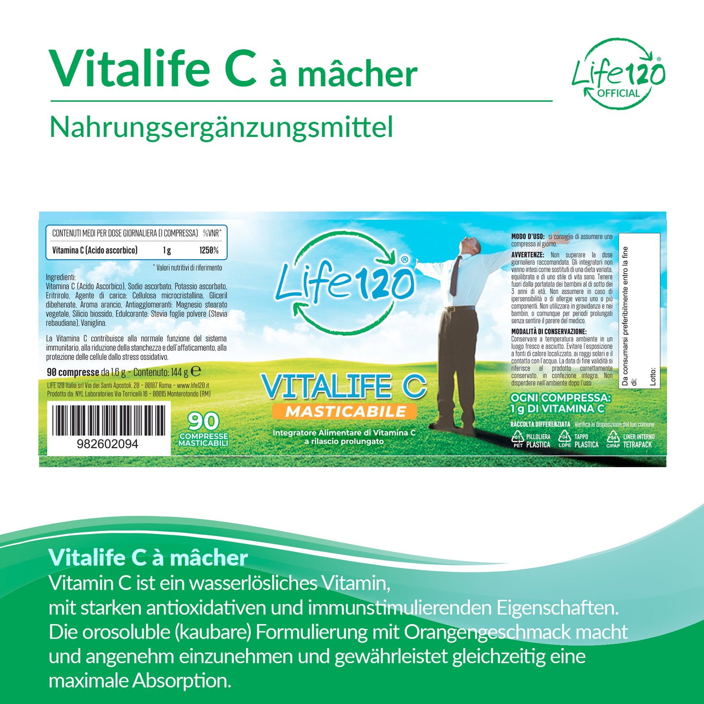 Vitalife C à mâcher - 90 comprimés