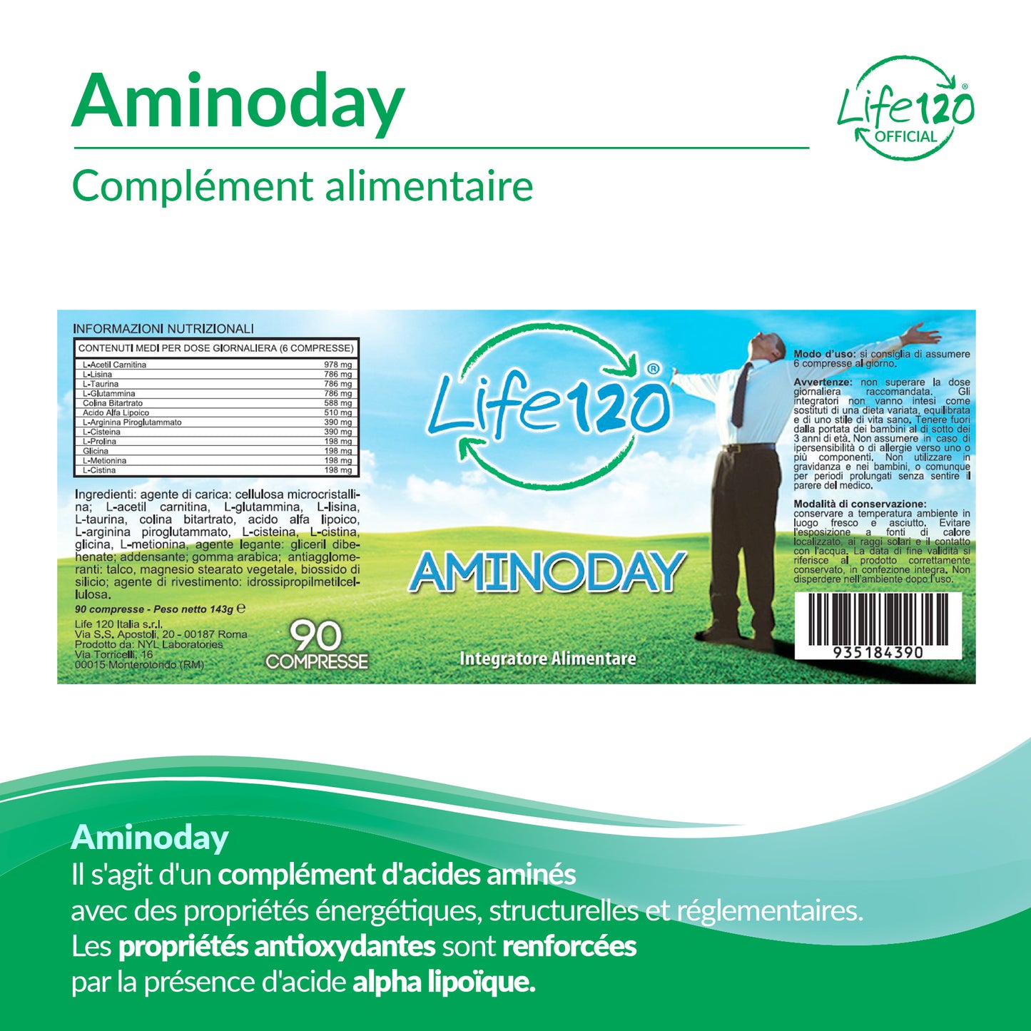 Life120 - Aminoday - 90 Tabletas